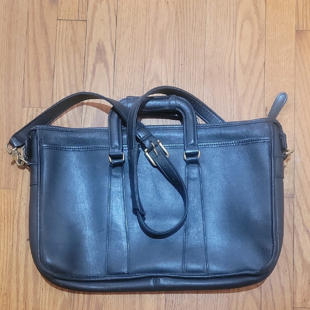Coach Vintage Black Leather Brief Case